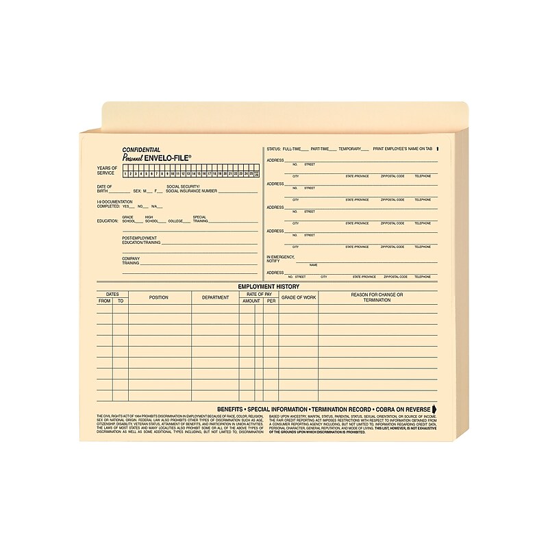 ComplyRight Expandable Confidential Personnel Envelo-File® (A0720) image 1