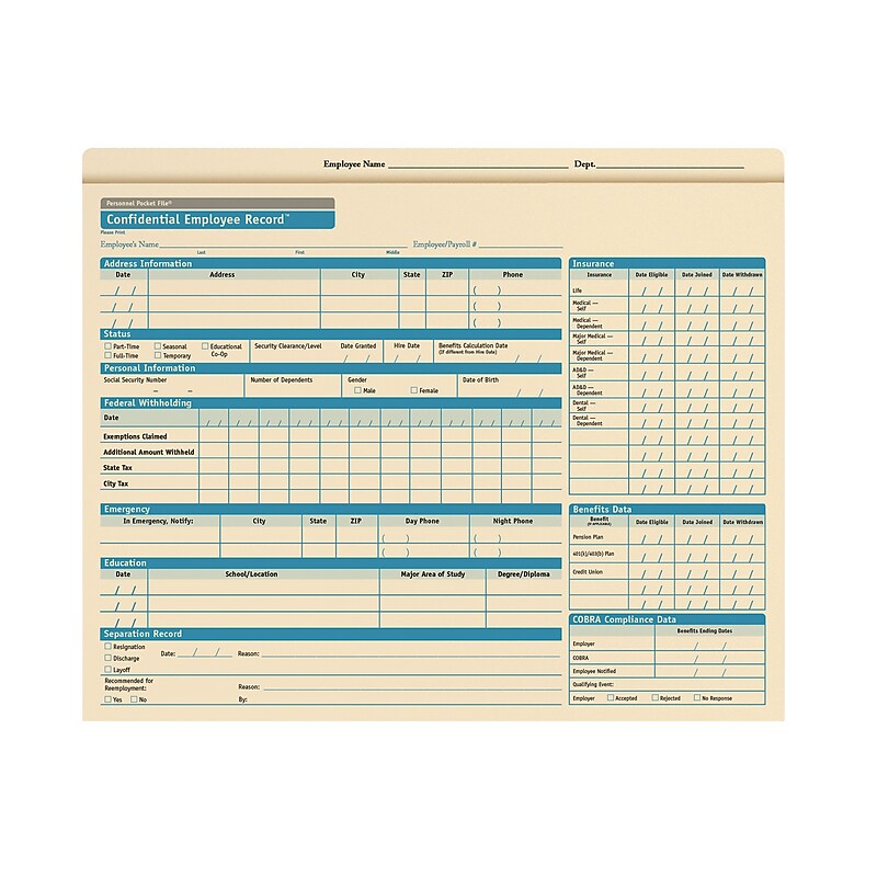 ComplyRight™ Personnel Pocket File Folder, Pack of 25 (A1202) image 1