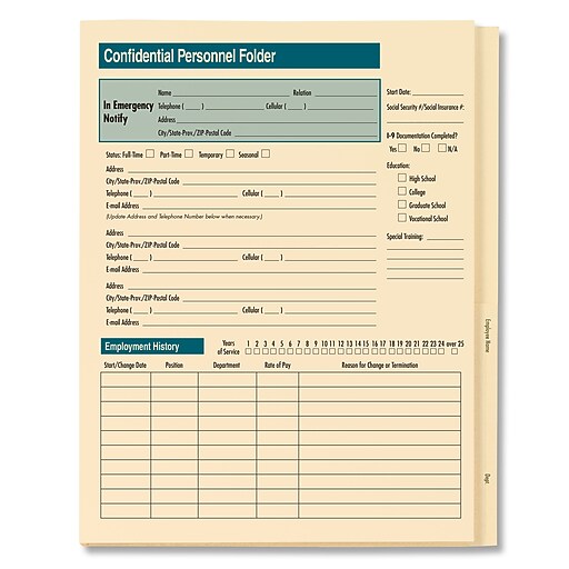 ComplyRight Confidential Personnel Folder Expanded, Pack of 25 (A224