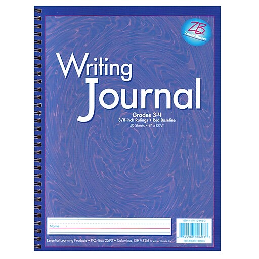 Writing Journal, Liquid Color, 3/8" ruling, Grades 34, Dark Blue 10.5
