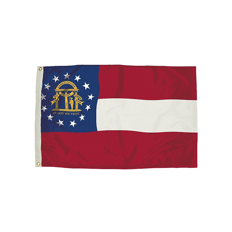 Flagzone Georgia Flag with Heading and Grommets, 3' x 5', Each image 1