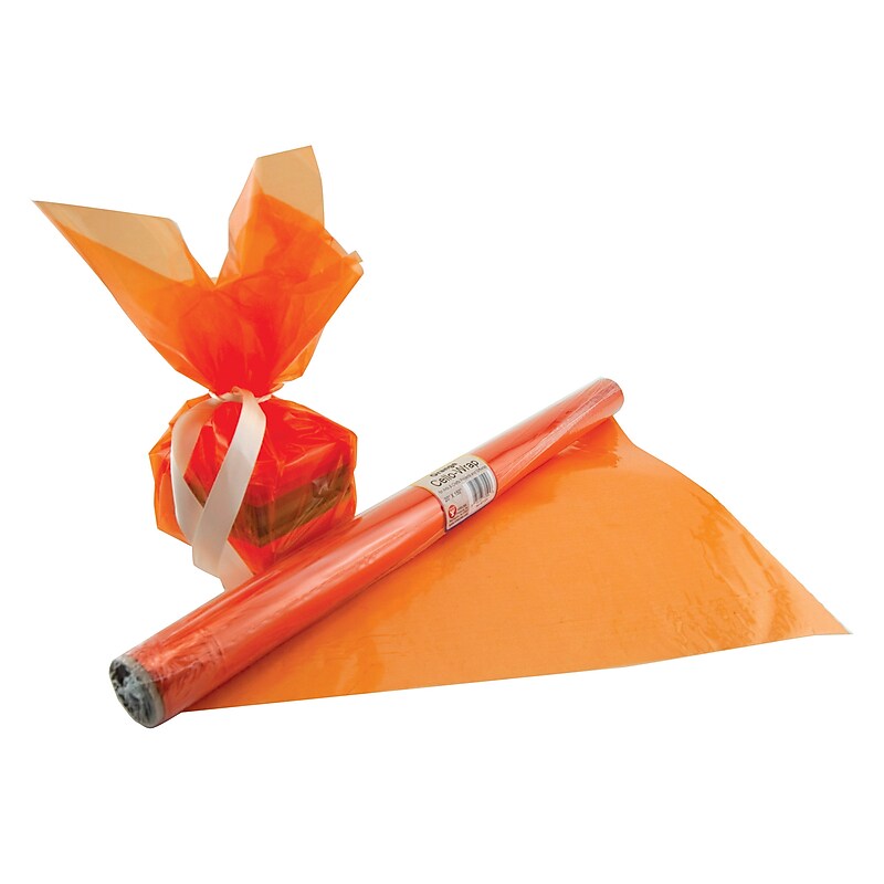 Hygloss® 12.5' x 20" Cello Wrap Roll, Orange, 2/Bd image 1