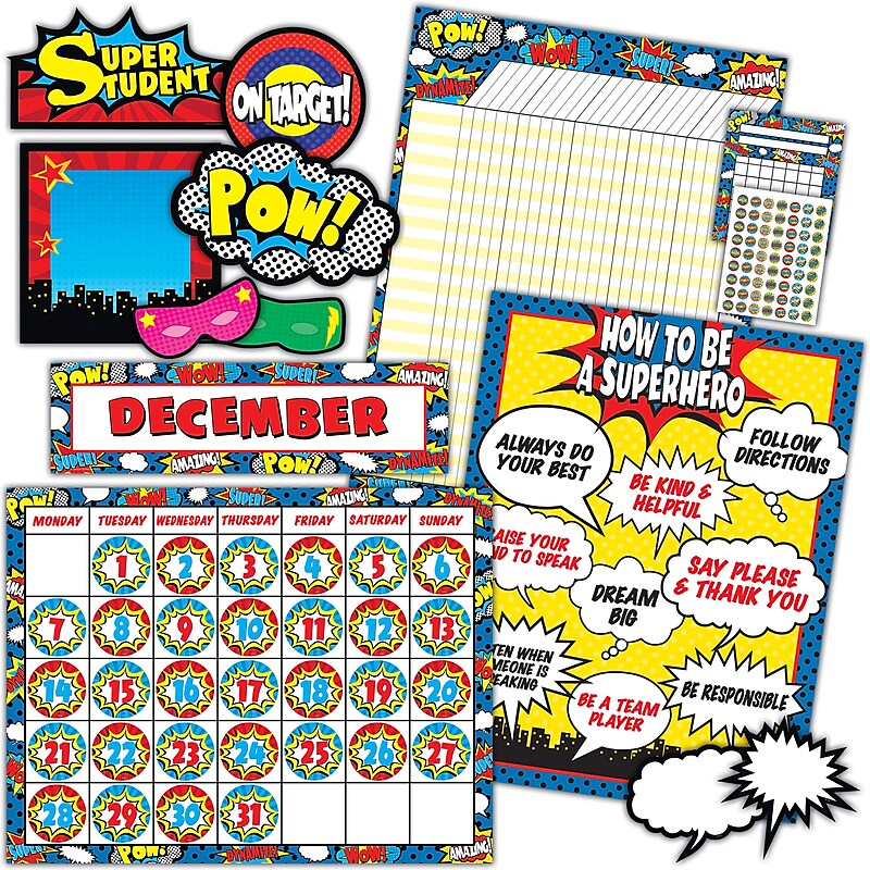 Teacher Created Resources Superhero Set 9/set, 22" x 17" Assorted Sizess and Colors (TCR9666) image 1