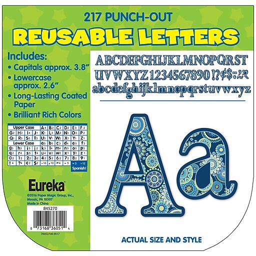 Eureka Blue Harmony 4in Deco Letters, Blue (EU845270) Staples