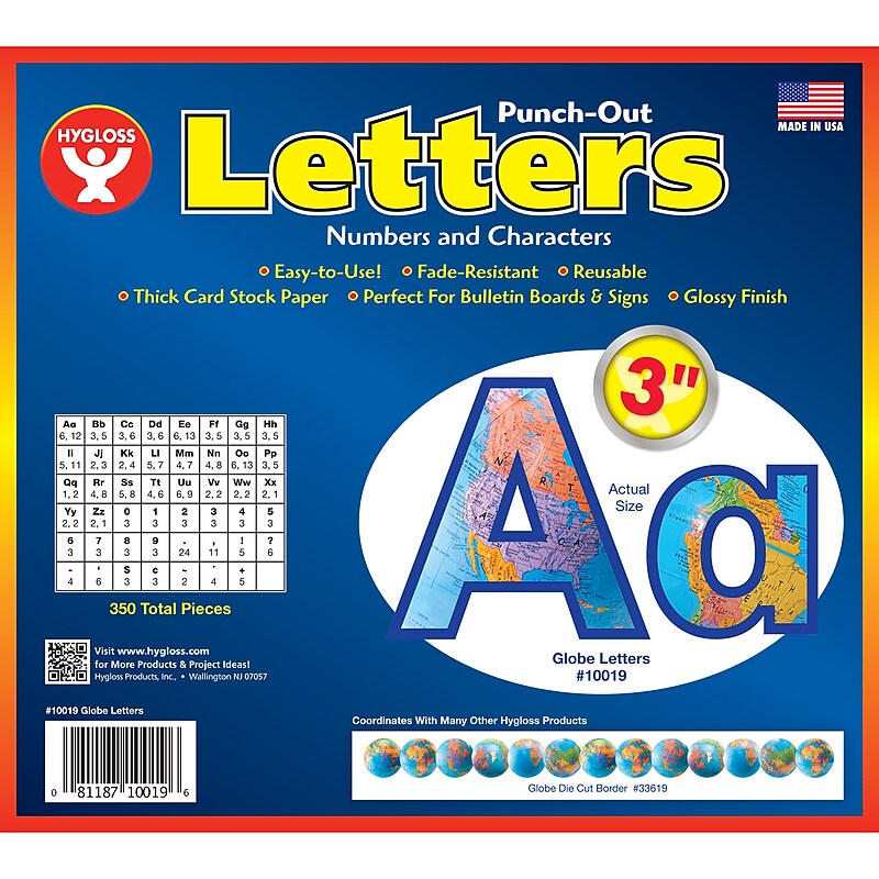 Hygloss Products 3" Punch-Out Letters, Globes (HYG10019) image 1