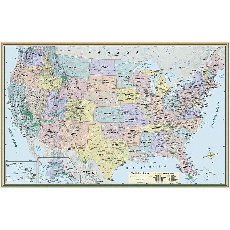 U.S. Map Laminated Poster, 50" x 32" (QS-9781423220817) image 1