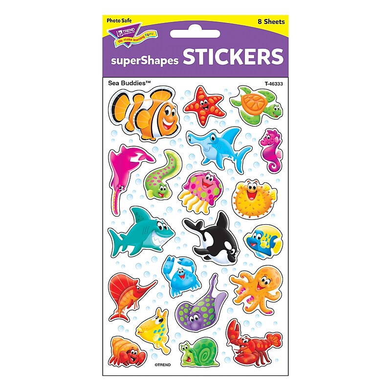 Trend Sea Buddies superShapes Stickers-Large, 160 CT (T-46333) image 1