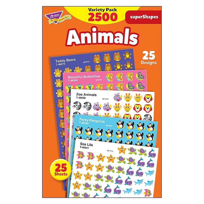 Trend Animals superShapes Stickers Variety Pack, 2500 CT (T-46904) image 1