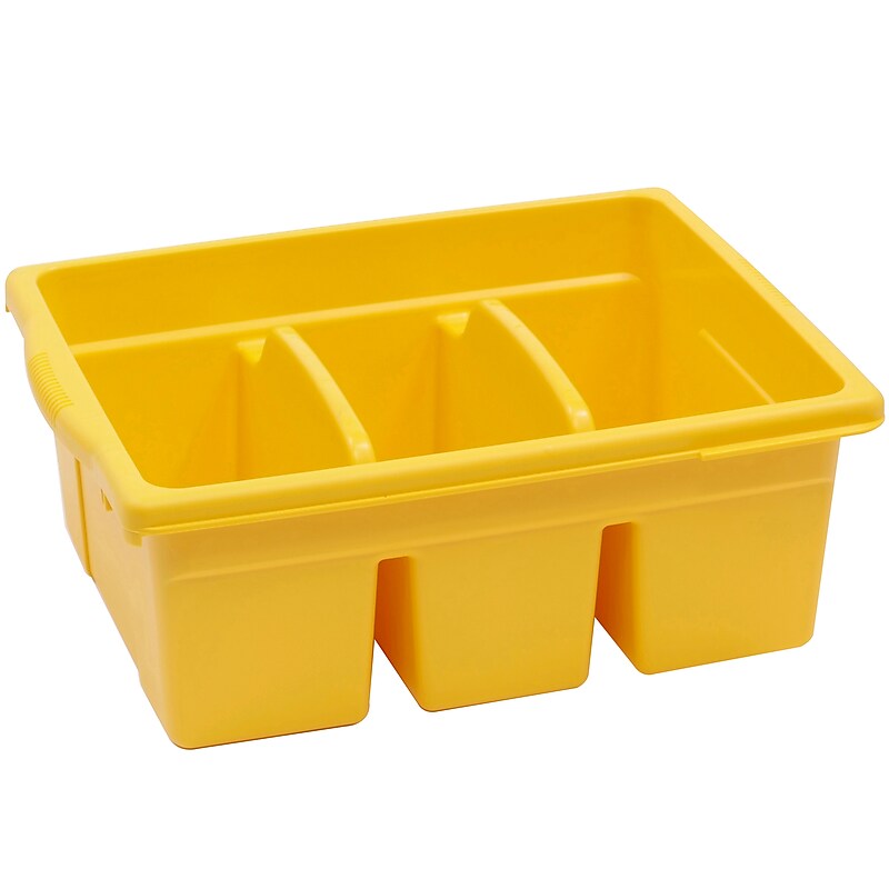 Copernicus Educational Products 15.75"H x 12.5"W Large Divided Plastic Tubs, Yellow (CEPCC4069Y) image 1