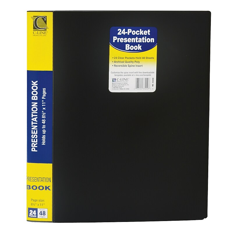 C-Line Presentation Book with Sheet Protector, 24 Pockets, Letter, Black (CLI33240) image 1