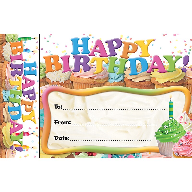Edupress Happy Birthday Bookmark Awards: Cupcakes, 30/Pack (EP-3024) image 1