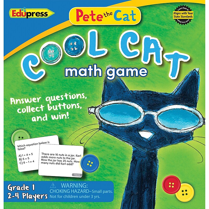 Teacher Created Resources Pete the Cat Cool Cat Math Game, Grade 1 (EP-3531) image 1