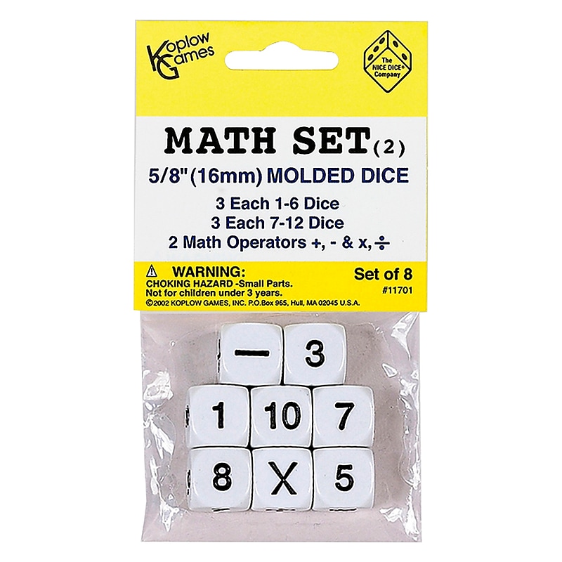 Koplow Games Whole Number Dice, 8/Set (KOP11701) image 1