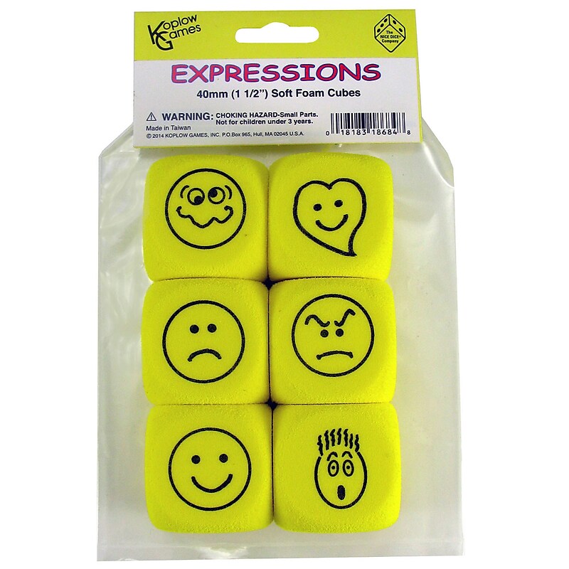 Koplow Games 1.5" Expressions Soft Foam Cubes, Set of 6 (KOP18684) image 1