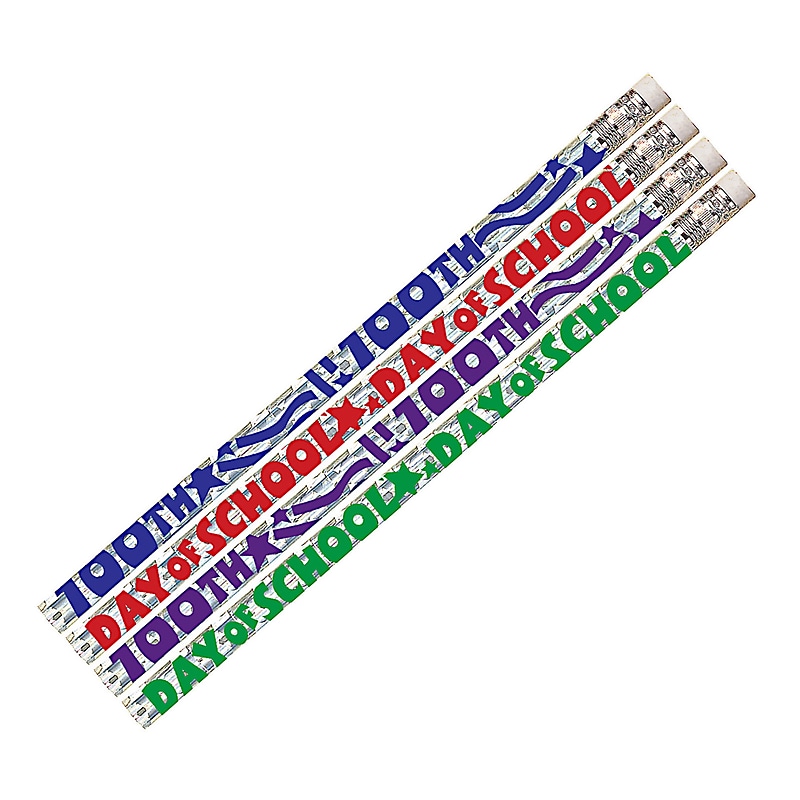 Musgrave 100th Day of School Motivational Pencils, Pack of 12 (MUS2347D) image 1