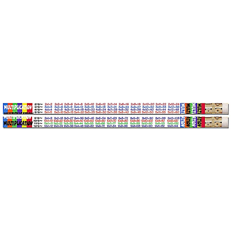 Musgrave Multiplication Tables Motivational Pencils, Pack of 12 (MUS2348D) image 1