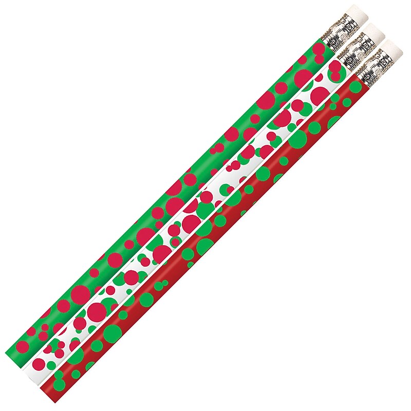 MUSGRAVE® Dots of Christmas Fun Motivational Pencils, Assorted Colors, Pack of 144 (MUS2528G) image 1