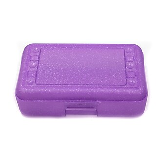 Romanoff Products 8 1/2" x 5 1/2" x 2 1/2" Pencil Box, Purple Sparkle