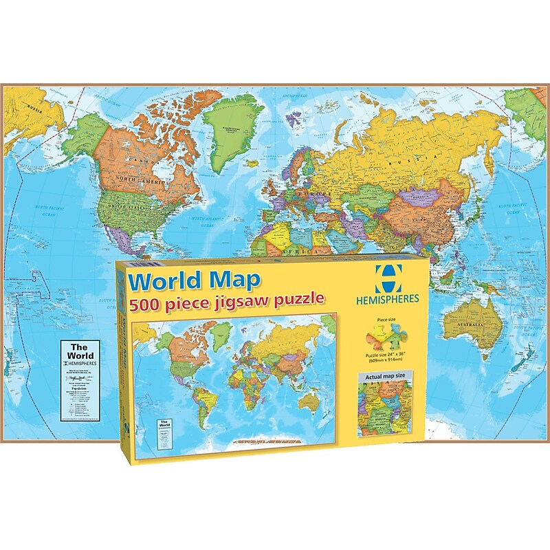 Round World Products® World Map International Jigsaw Puzzle, 500-Piece (RWPHMP01) image 1