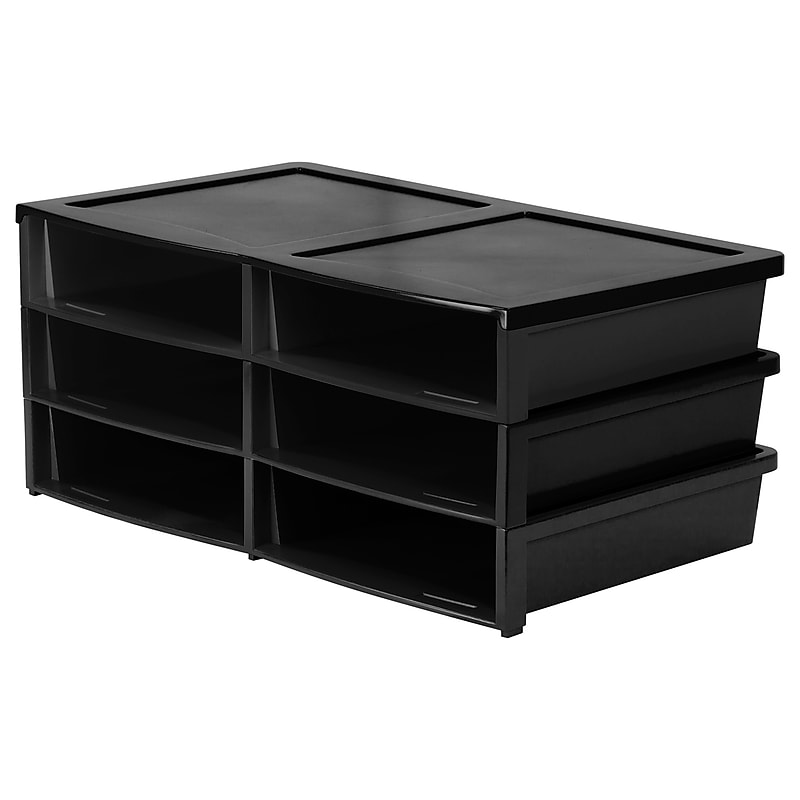 Storex Plastic Quick Stack Organizer, 20.4" x 13.5" x 8.6", Black (STX61446E01C) image 1