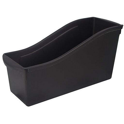 Storex Large Book Bin, Black, 14.3"L x 5.3"W x 7"H, Set of 6