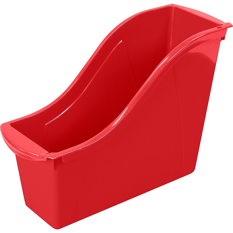 Storex Small Book Bin, 11.75"L x 4.5"W x 8.5"H, Red, Set of 6 (STX71109U06C) image 1