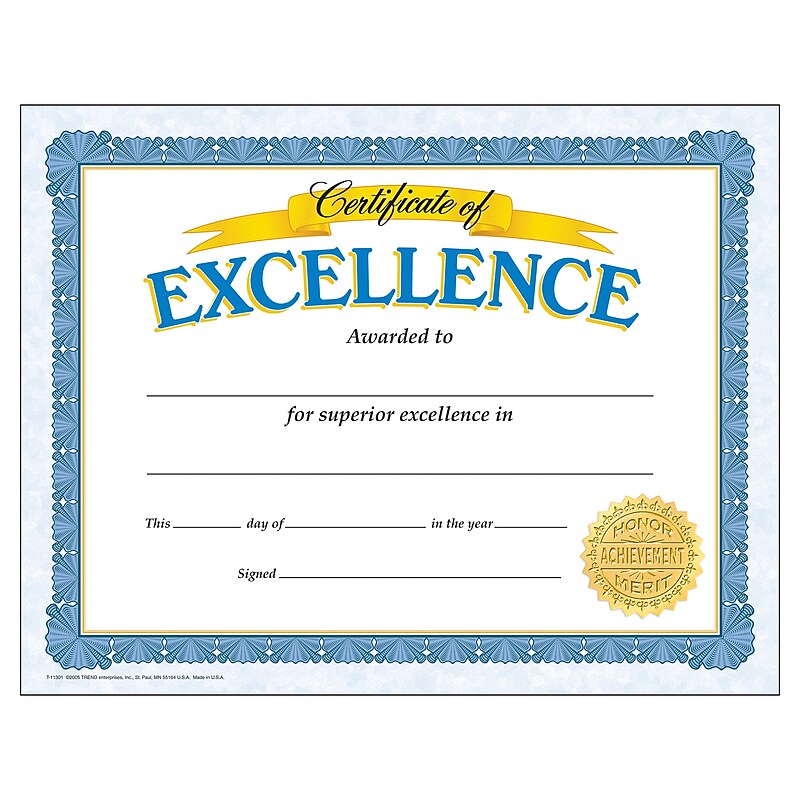 Trend Certificate of Excellence Classic Certificates, 30 CT (T-11301) image 1