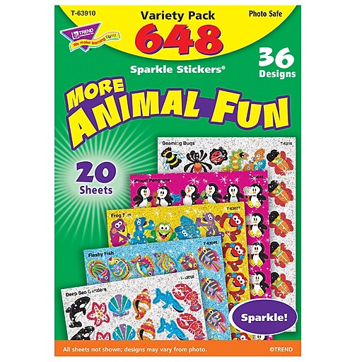TREND® Animal Fun Sparkle Stickers® Variety Pack, 656 Count (T63910
