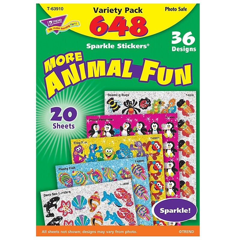 TREND® Animal Fun Sparkle Stickers® Variety Pack, 656 Count (T-63910) image 1