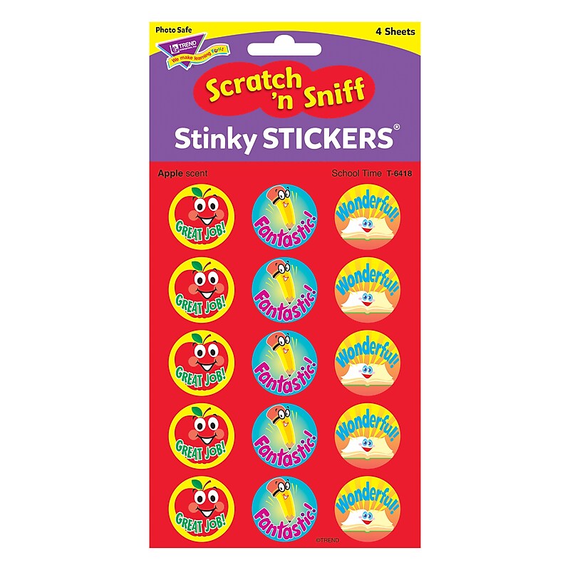 Trend Enterprises® Stinky Stickers, School Time/Apple image 1