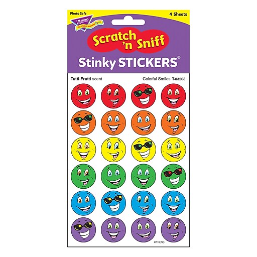 Trend Colorful Smiles/TuttiFrutti Stinky Stickers, 96 ct. (T83208) Staples