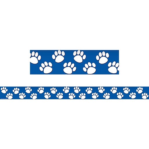 Teacher Created Resources® Straight Bulletin Board Border Trim, Blue/White Paw Prints, Pre