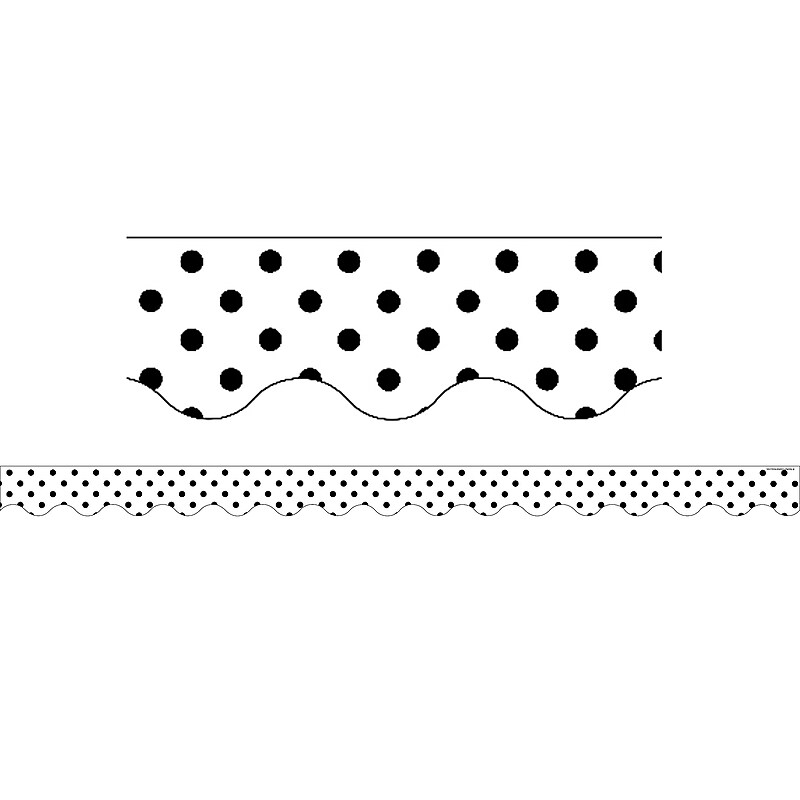 Teacher Created Resources 37' x 3" Black Polka Dots on White Scalloped Border Trim (TCR5593) image 1