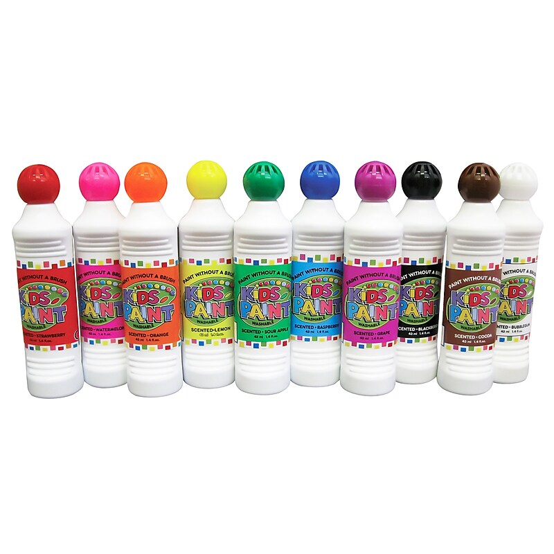 Crafty Dab Classic Kids Paint, Washable Scented Paint Markers, 1.45 oz, Pack of 10 (CV-75640) image 1