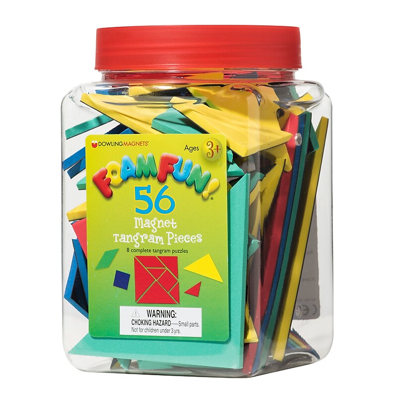 Dowling Magnets Foam Fun! Magnet Tangrams Pieces, Assorted Colors & Sizes (DO-732103) image 1