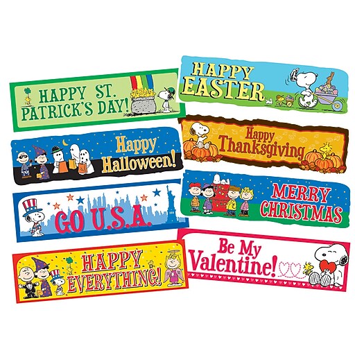 Eureka Peanuts Year of Holidays Mini Bulletin Board Set, 8 pieces (EU847063) Staples
