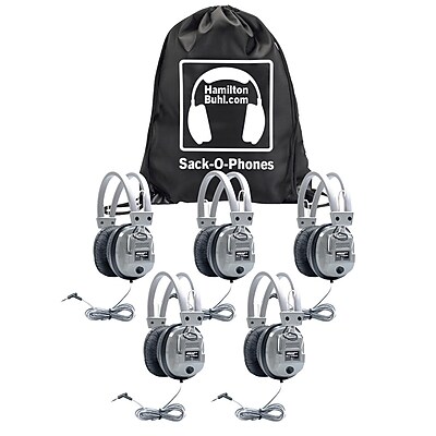 Hamilton Buhl Sack-O-Phones Wired Ambient Sound Over-Ear Headphones, Gray, 5/Pack (HECSOPSC7V) Sansujyuku sansujyuku.com