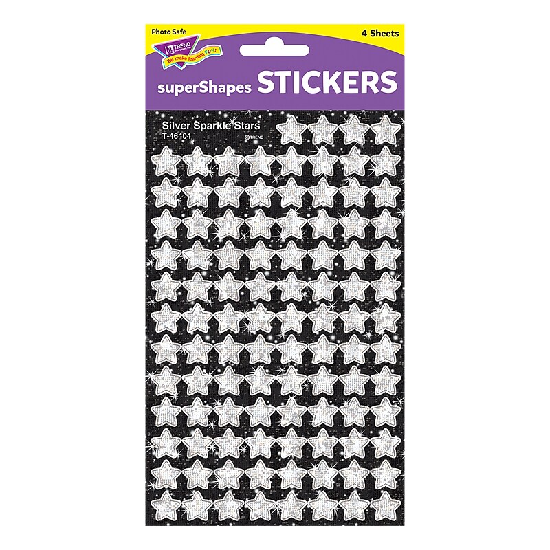 Trend Silver Sparkle Stars superShapes Stickers-Sparkle, 400 CT (T-46404) image 1