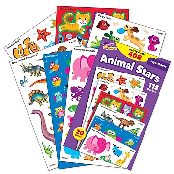 TREND® Animal Stars superShapes Stickers Large Variety Pack, 408 Count (T-46928)
