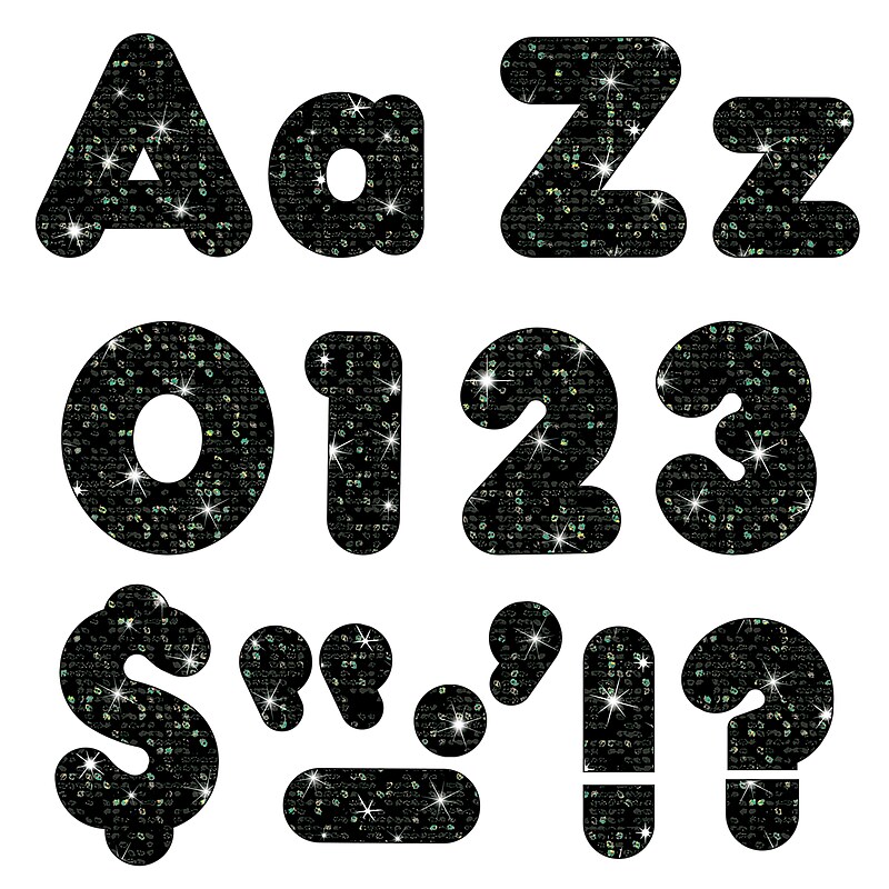 Trend Enterprises® Sparkle Casual 4" Uppercase/Lowercase Ready Letters® Combo Pack, Black image 1