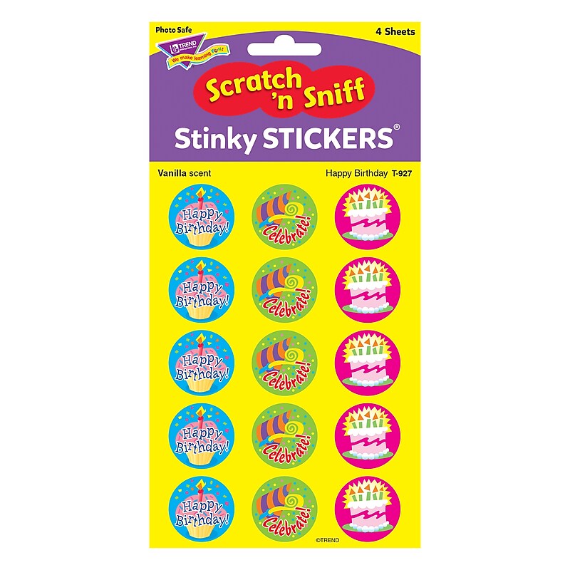 Trend Enterprises® Stinky Stickers, Happy Birthday/Vanilla image 1