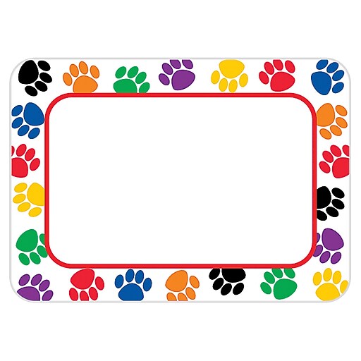 Teacher Created Resources Colorful Paw Prints Name s 2 5 X 3 5 36 Pack Tcr5168 Staples