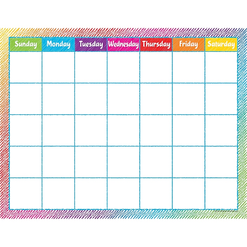 Teacher Created Resources Colorful Scribble Calendar Chart (TCR7525) image 1