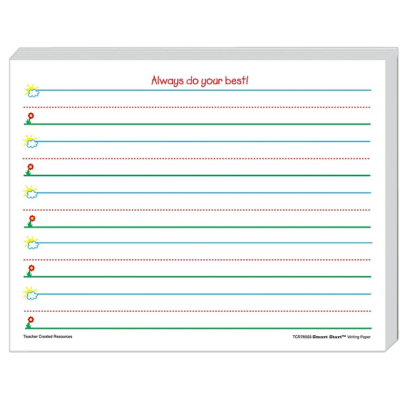 Teacher Created Resources Smart Start Handwriting Practice Paper, 11" x 8.5", White, 360 Sheets (TCR76503) image 1