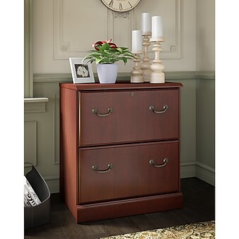 kathy ireland® Home by Bush Furniture Bennington 2 Drawer Lateral File Cabinet, Harvest Cherry (WC65554-03)