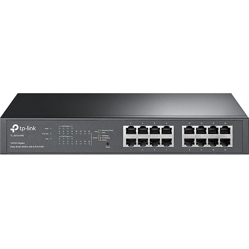 TP-LINK TL-SG1016PE 16-Port Managed 10/100/1000Base-T Gigabit Ethernet Rack-mountable Desktop Switch image 1