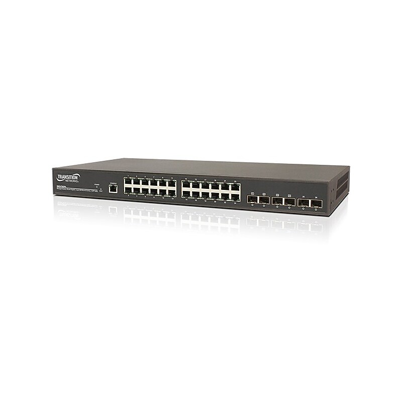 Transition Networks SM24T6DPA 24-Port Managed 1000Base-X 10/100/1000Base-T Gigabit Ethernet Rack-mountable Switch image 1