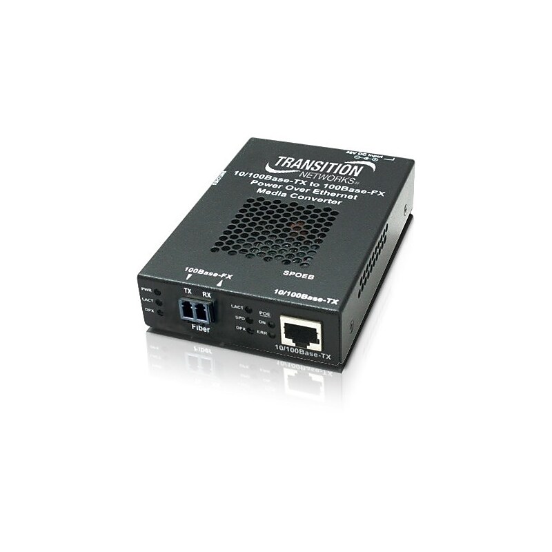 Transition Networks 2-Ports Unmanaged 10/100Base-TX 100Base-FX Wall Mountable Transceiver/Media Converter (SPOEB1011-105-NA) image 1