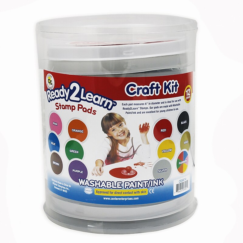 Ready2Learn Jumbo Circular Washable Stamp Pad, 6 Inch, 12 Colors (CE-6614) image 1