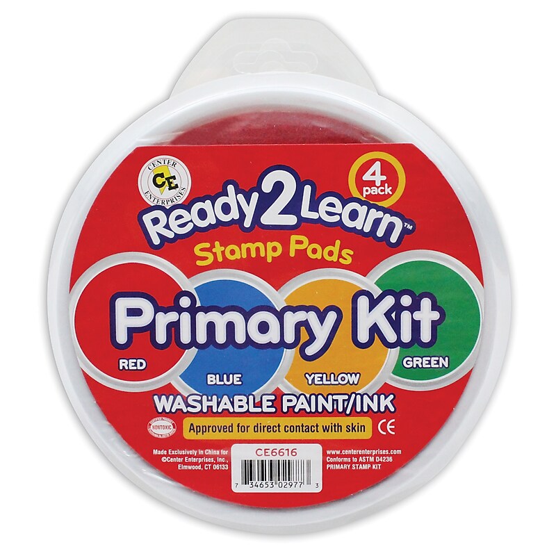 Ready2Learn Jumbo Circular Washable Stamp Pad, 6 Inch, Primary Kit (CE-6616) image 1